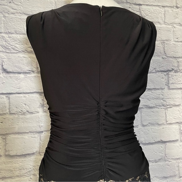 FRANK Lyman Design Cowl Neck Floral Lace Skirt Ruched Bodice A Line Dress Size 6 - Picture 8 of 12